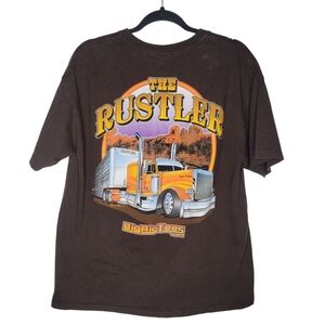 Vintage Y2K The Rustler Big Rig Tees Trucker T-Shirt Size Large in Brown